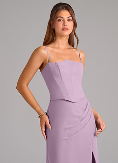 Azazie Jenine Robes de demoiselle d'honneur Robe Sirène en Mousseline de soie Sans bretelle Glycine image2
