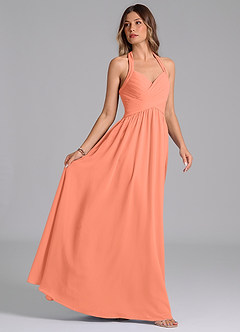 Azazie Darlyn Bridesmaid Dresses Sunset A-Line Pleated Chiffon Dress image6