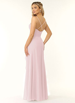 Azazie Naeem Abiti da Damigella Abito A-Line in Chiffon con Scollo a V e Volant Rosa Rossore image4