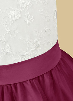 Azazie Vetty Blumenmädchenkleider A-Linie Spitze Tüll Kleid Elfenbein Maulbeere image11