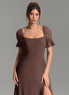 Azazie Jaden Bridesmaid Dresses Ganache A-Line with Pockets Chiffon Dress image6