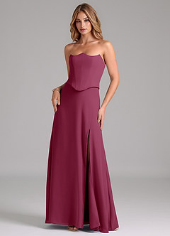 Azazie Jenilyn Bridesmaid Dresses Mulberry A-Line Strapless Chiffon Dress image3
