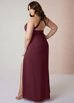 Azazie Manila Brautjungfernkleider Etui V-Hals Chiffon Kleid Cabernetrot image10