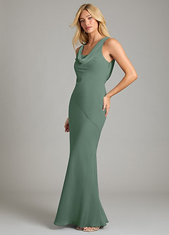 Azazie Rylina Bridesmaid Dresses Eucalyptus Mermaid Pleated Chiffon Dress image4