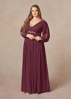 Azazie Gypsy Mother of the Bride Dresses Cabernet A-Line V-Neck Sequins Chiffon Dress image10