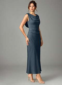 Azazie Kieryn Bridesmaid Dresses Twilight Mermaid Pleated Stretch Satin Dress image3