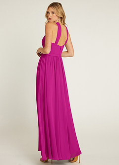 Azazie Jacey Jurken voor bruidsmeisjes Jurk van Chiffon met A-Lijn Geplooid Fuchsia image8