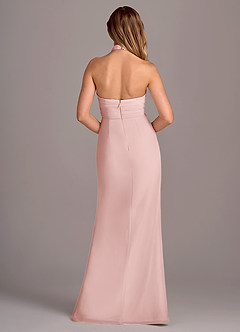 Azazie Jemma Bridesmaid Dresses Powder Pink Sheath Pleated Chiffon Dress image2