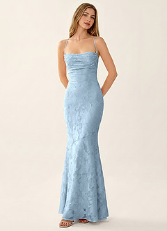 Natasha Sky Blue Jacquard Corset Mermaid Prom Dress image3