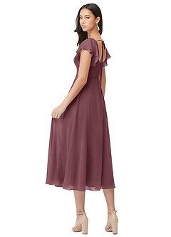 Azazie Bondi Brautjungfernkleider A-Linie Gestreift Chiffon Kleid Sangria image2