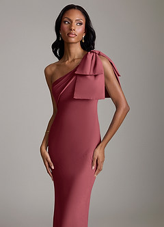 Azazie Yuanna Bridesmaid Dresses Merlot Mermaid One Shoulder Chiffon Dress image3