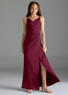 Azazie Maci Junior Klä av Sjöjungfru i Stretch Satin Plisserad image3