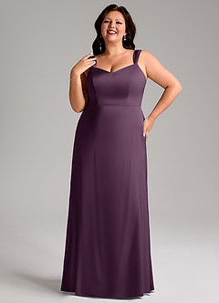 Azazie Denice Robes de demoiselle d'honneur Robe Fourreau en Satin extensible Plissée Prune image10