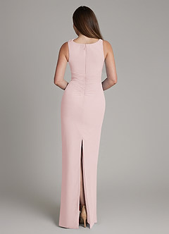 Azazie Charice Bridesmaid Dresses Blushing Pink Sheath Pleated Chiffon Dress image5
