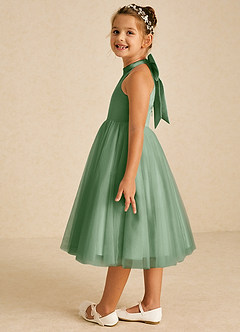 Azazie Dora Abiti da Ragazza di Fiori Abito A-Line in Tulle Fiocco Matcha image4