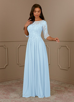 Azazie Harriet Mother of the Bride Dresses Sky Blue A-Line Scoop lace Mesh Dress image3