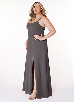 Azazie Moira Bridesmaid Dresses Steel Grey A-Line Scoop Chiffon Dress image10