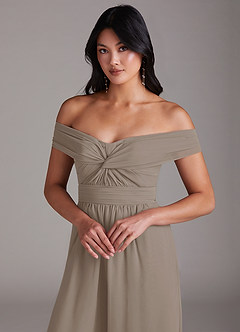 Azazie Lamara Brautjungfernkleider Wandelbar Schulterfrei Chiffon Overall/Jumpsuit Taupe image7