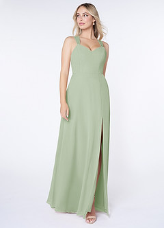 Azazie Jane Bridesmaid Dresses Dusty Sage A-Line V-Neck Pleated Chiffon Dress image3