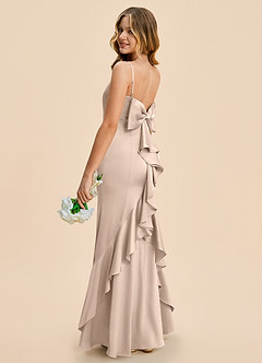 Azazie Lioren Junior English Rose Sheath Bow Stretch Satin Dress image3