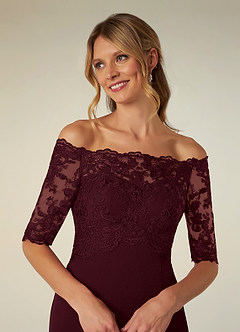 Azazie Jette Mother of the Bride Dresses Cabernet Mermaid Off the Shoulder Lace Dress image6