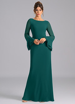 Azazie Leone Bridesmaid Dresses Peacock Mermaid Corset Chiffon Dress image3