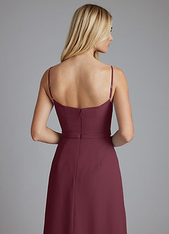 Azazie Celaena Final Sale Dusty Sage A-Line Pleated Chiffon Dress image3