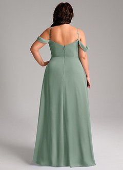 Azazie Marley Vestidos de damas de honor Vestido de Salvia Plateada de Gasa de Corte en A Convertible con Vestidos sin tirantes image12