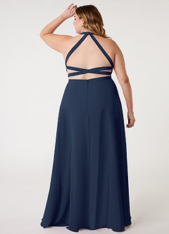 Azazie Clarice Bridesmaid Dresses Dark Navy A-Line Halter Chiffon Dress image9