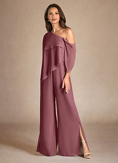 Azazie Halima Mother of the Bride Dresses Desert Rose Jumpsuit/Pantsuit Side Slit Chiffon Dress image6