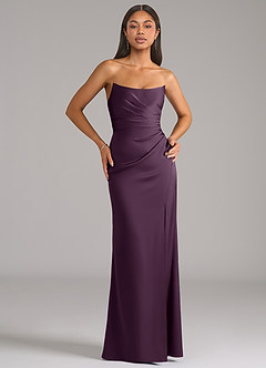 Azazie Marla Bridesmaid Dresses Plum Sheath Strapless Stretch Satin Convertible Dress image1