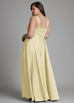 Azazie Azaria Bridesmaid Dresses Lemon Sorbet A-Line Corset Stretch Satin Dress image8