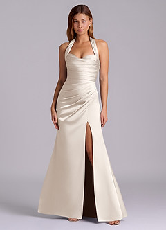 Azazie Destiny Bridesmaid Dresses White Alabaster Mermaid Sweetheart Neckline Stretch Satin Dress image4