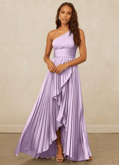 Christian Siriano Bridal for Azazie 1008 Bridesmaid Dresses Frosted Lilac A-Line One Shoulder Stretch Satin Dress image5