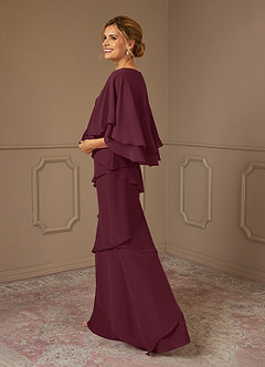Azazie OHara vestidos de madre de la novia Vestido de Cabernet de Gasa de Corte En A con Cuello en V image2