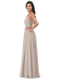 Azazie Lennon Bridesmaid Dresses Frost A-Line Lace Chiffon Dress image3