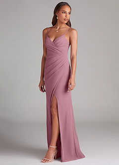 Azazie Maci Bridesmaid Dresses Vintage Mauve Sheath Pleated Chiffon Dress image3