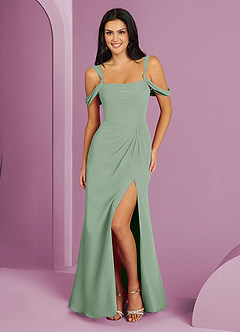 Barbie ♥ Azazie Jurken voor bruidsmeisjes Jurk van Chiffon met A-Lijn Off the Shoulder Agave image1