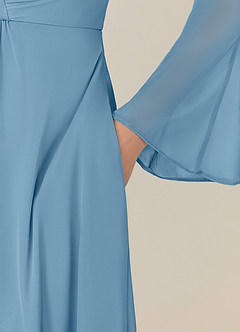 Azazie Teraso Mother of the Bride Dresses Steel Blue A-Line Pleated Mesh Dress image15