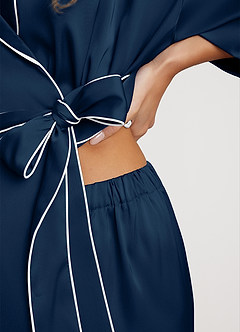 front Satin Trim Pajama Set