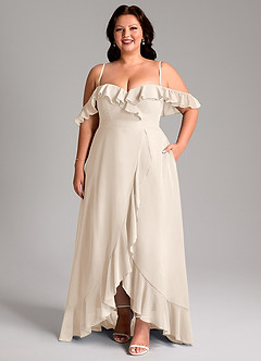 Azazie Lyra Bridesmaid Dresses White Alabaster A-Line Chiffon Convertible Dress image16