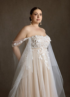 Azazie Wynery Robes de mariée Robe Princesse en Dentelle Épaules dénudées Diamant Nude image16