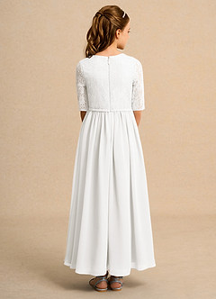 Azazie Pippin Junior Formal vestidos de niña de las flores Vestido de Marfil de Encaje de Corte En A image2