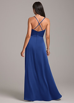Azazie Naeem Bridesmaid Dresses Royal Blue A-Line Stretch Satin Dress image6