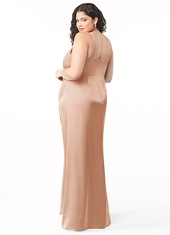 Azazie Maci Bridesmaid Dresses English Rose A-Line V-Neck Pleated Stretch Satin Dress image12