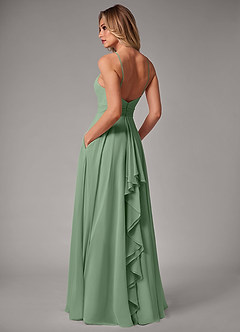 Azazie Amalia Robes de demoiselle d'honneur Robe Trapèze en Mousseline de soie Plissée Matcha image2