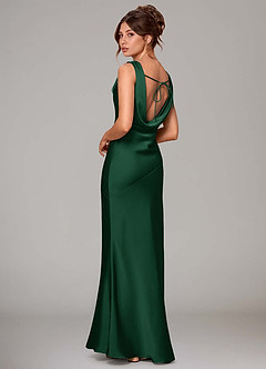 Azazie Rylina Bridesmaid Dresses Dark Green Mermaid Stretch Satin Dress image4