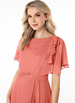 Azazie Aaliyah vestidos de dama de honor modestos Vestido Corte en A Plisado Scoop Hasta el suelo Gasa image5