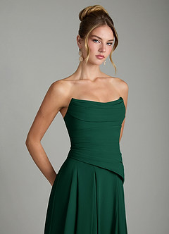 Azazie Gabriela Bridesmaid Dresses Emerald A-Line Corset Chiffon Dress image10
