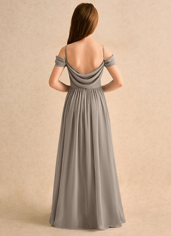 Azazie Shia Girls Formal Blumenmädchenkleider A-Linie Schulterfrei Chiffon Kleid Taupe image1